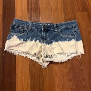 Mossimo Supply Co. Blue and White Frayed Jean Short Shorts size 5